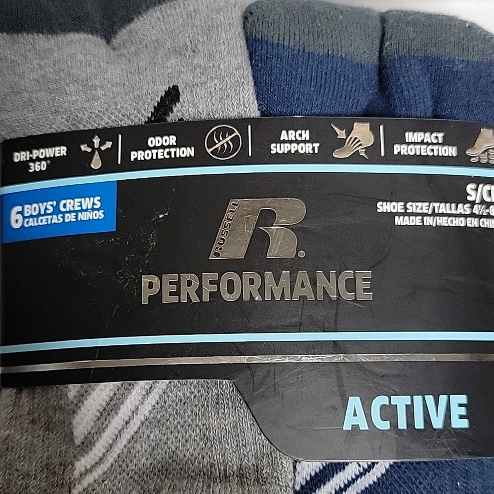 Performance boys 6 crew socks